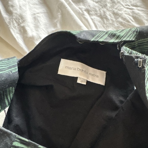 Maria Bonita Extra Lined Pleated Green Dress Keyhole Back Cutout - Picture 4 of 7